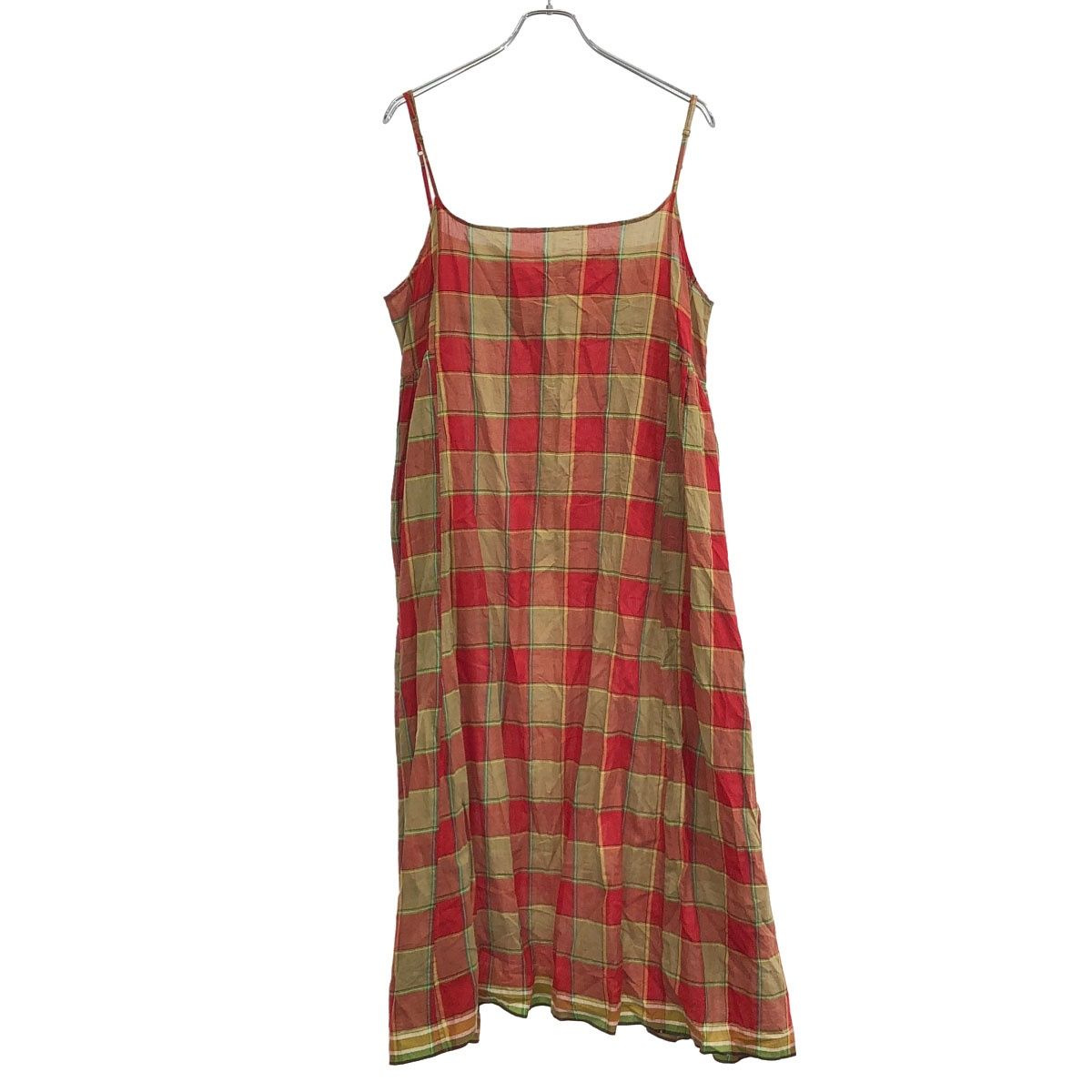 injiri インジリ 23SS チェック柄コットンキャミソールワンピース 23040450003010 レッド系 XL