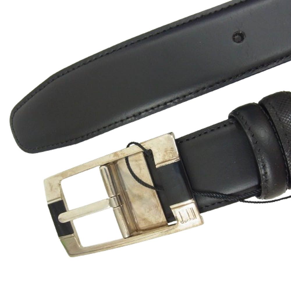 Dunhill ダンヒル シルバーバックル レザー ベルト ブラック系【中古】