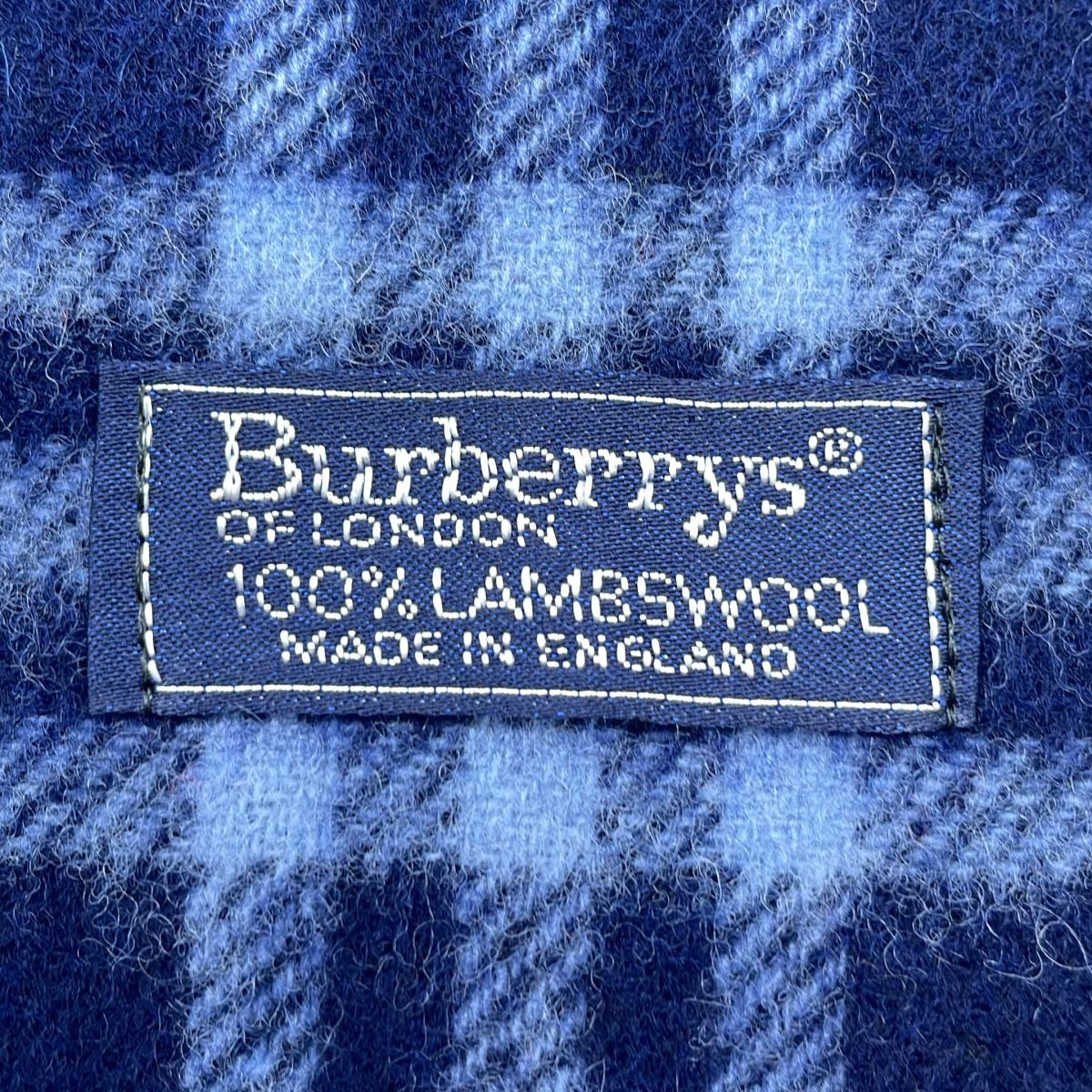 BURBERRY LAMBSWOOL 100% マフラー ノバチェック ネイビー