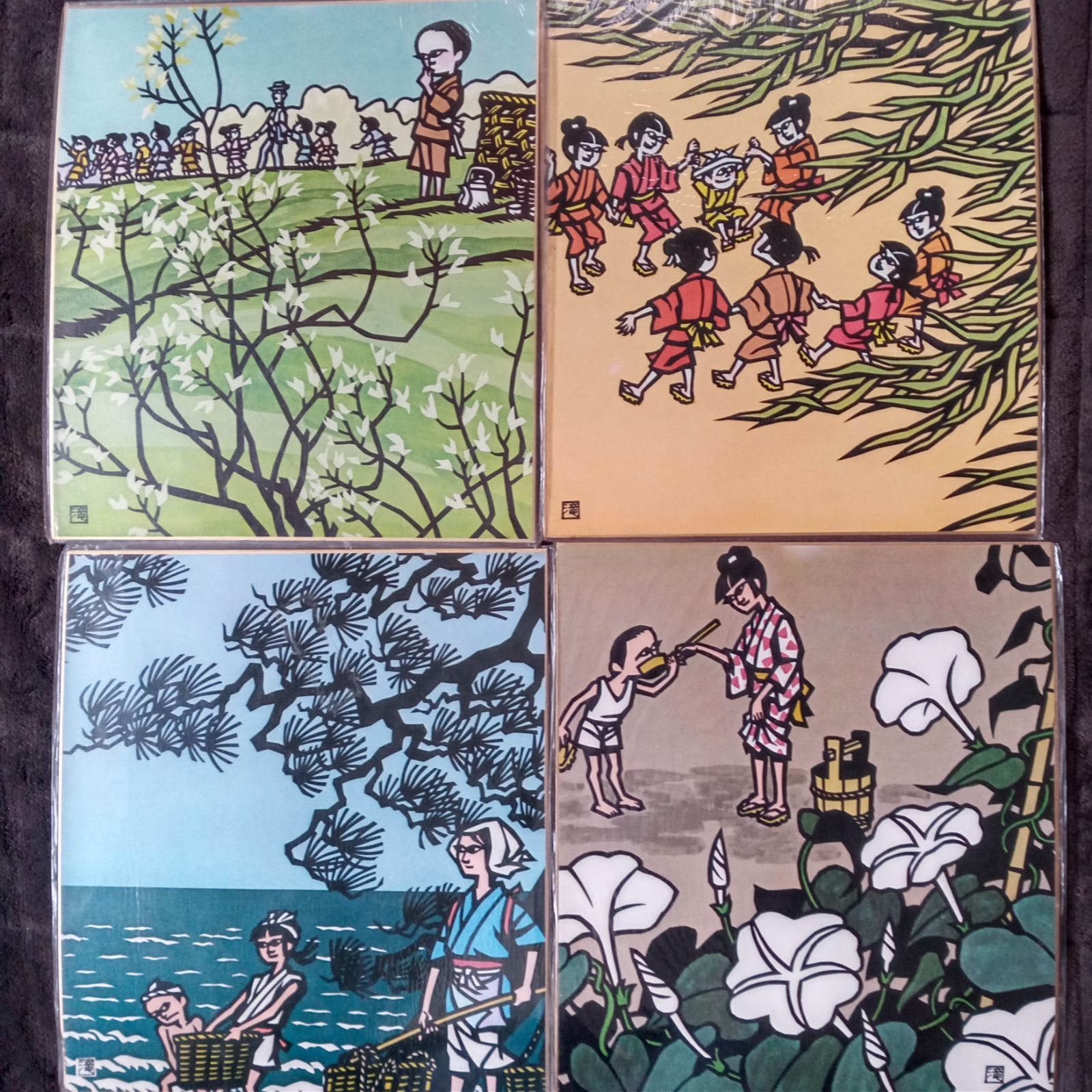 滝平二郎 「きりえ」カラー色紙 8枚 春から夏の絵柄を中心に - メルカリ