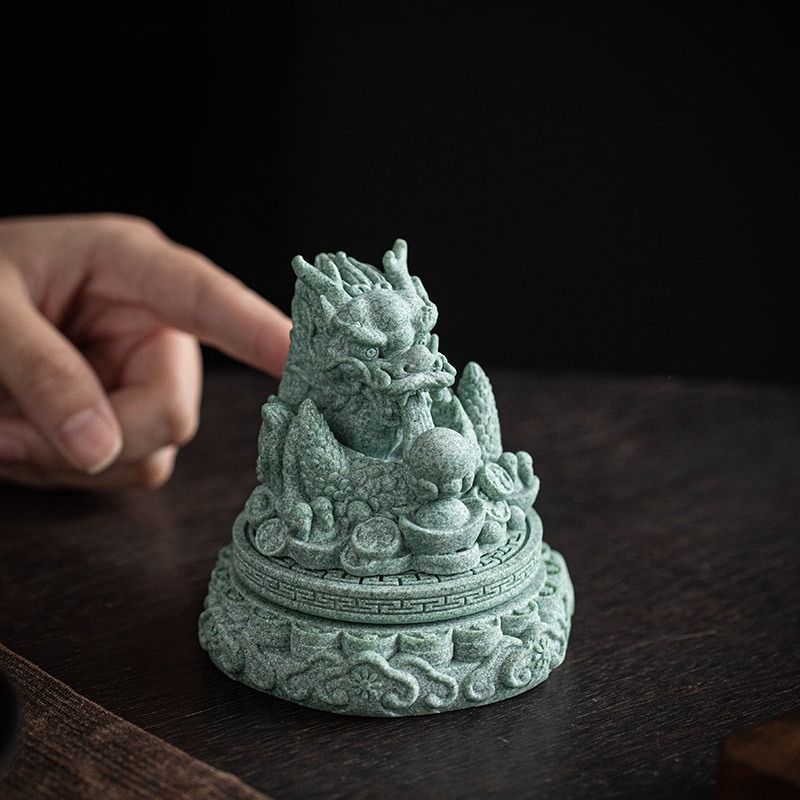 青砂石製 龍の置物／風水／開運／金運アップ／ドラゴン