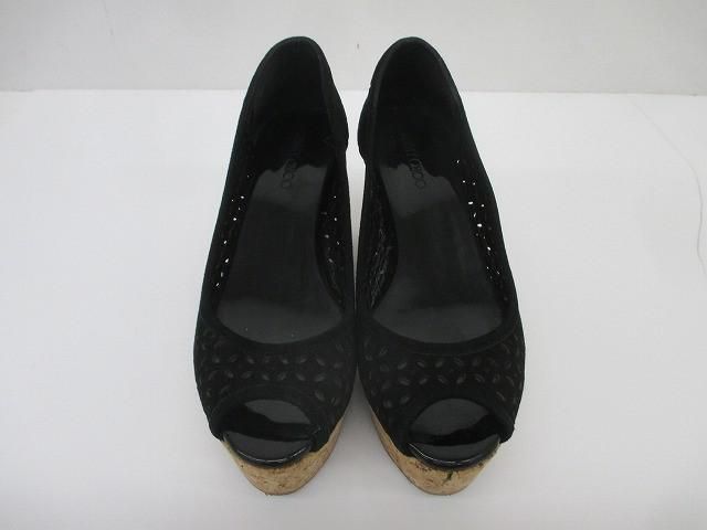 【美品】Jimmy Choo⭐︎パンプス⭐︎24cm⭐︎ブラック⭐︎エナメル 良品 ジミーチュウ JIMMY CHOO パンプス スウェードパンチング