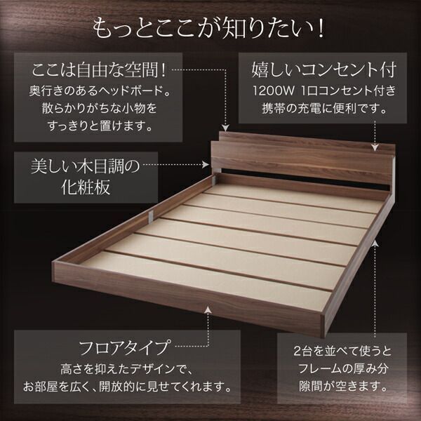 棚・コンセント付きフロアベッド W.coRe ダブルコア ベッドフレーム 