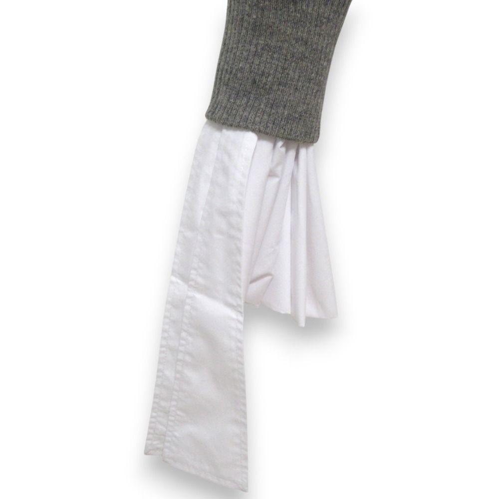 未使用 Bibiy ビビィ ANGELIQUE KNIT 異素材ドッキング 袖リボン 長袖 カーディガン B41-KN050GYF サイズF グレー ホワイト レディース 古着 中古 USED 未使用 Bibiy ビビィ ANGELIQUE KNIT 異素材ドッキング 袖リボン 長袖