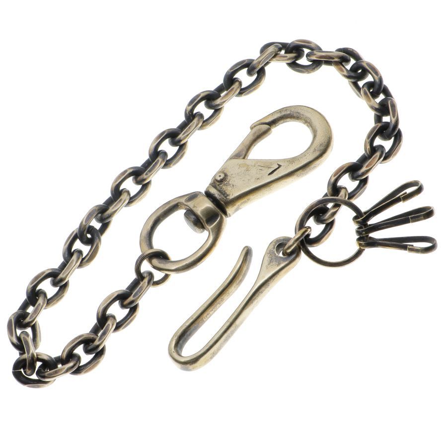 真鍮 ブラス ウォレットチェーン 太角チェーン 4面カット ナスカン 燻し加工