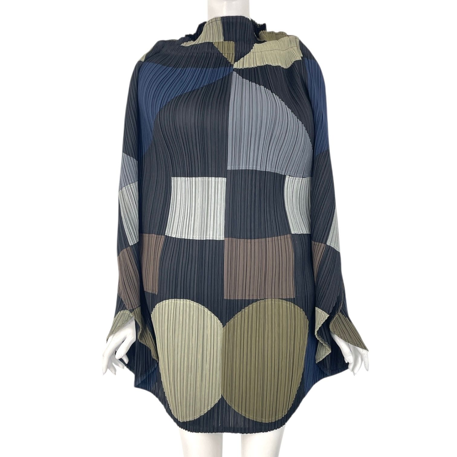 PLEATS PLEASE　ワンピース　総柄　ブラウン　３ レア 希少 極美品 ISSEY MIYAKE イッセイミヤケ PLEATS PLEASE