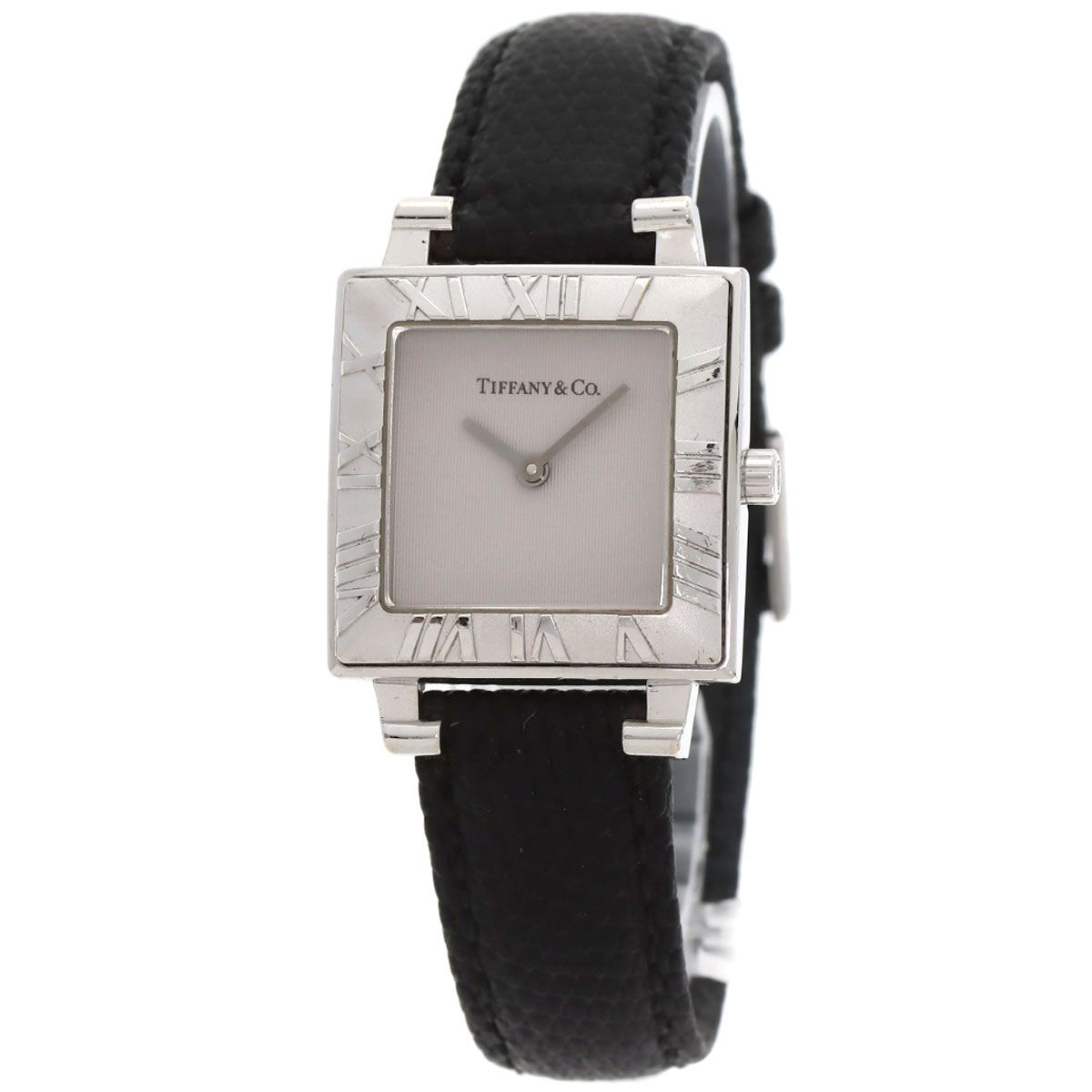 TIFFANY-Co. ティファニー アトラス スクエアフェイス 腕時計 SV 革 レディース