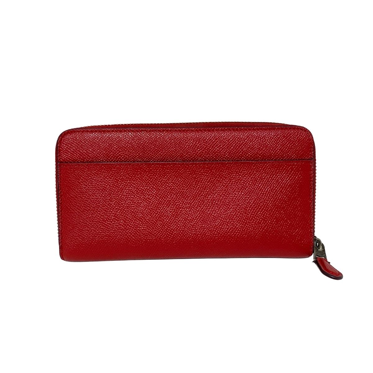 COACH コーチ 長財布 アコーディオン ジップ ウォレット 57713 レッド ラウンドファスナー レザー