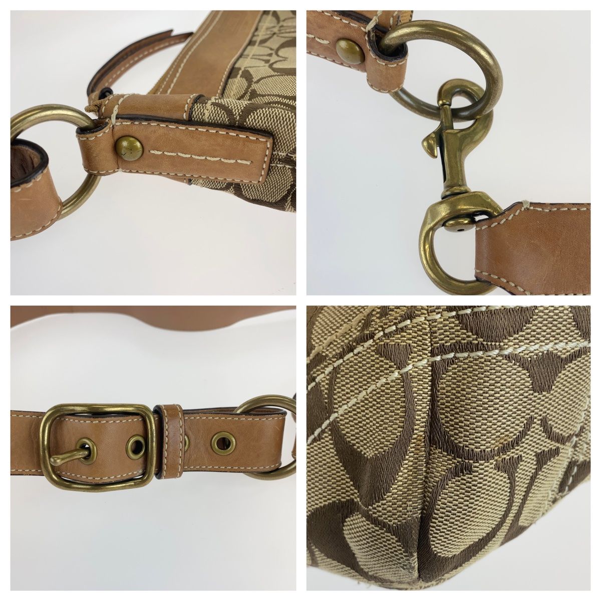COACH コーチ シグネチャー ブラウン 茶 ゴールド金具 キャンバス ...