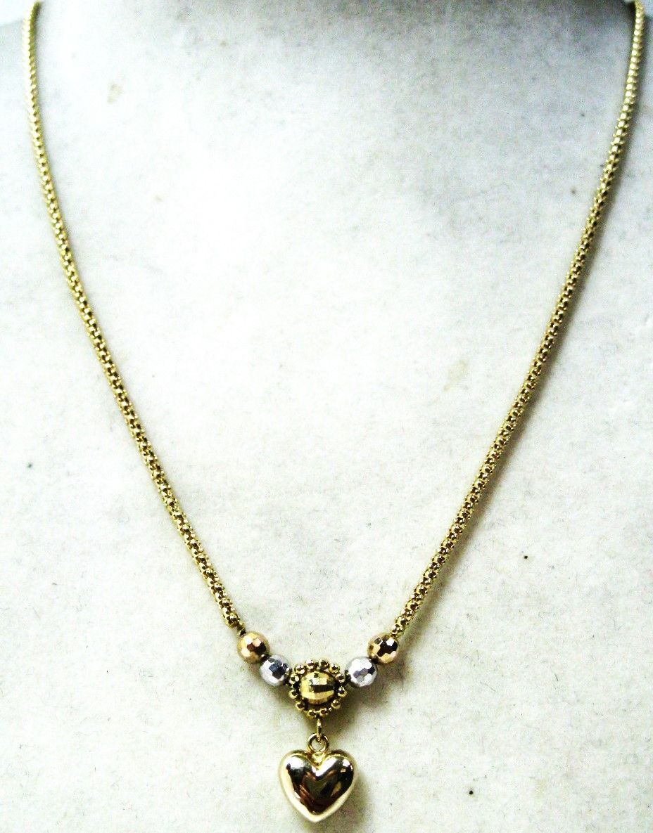 750 18金ネックレス ハートぶらさがりWG PGミラーボール付40cm