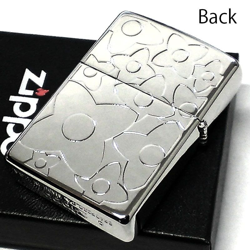 ZIPPO ライター シェルフラワー かわいい 両面加工 シェルインレイ