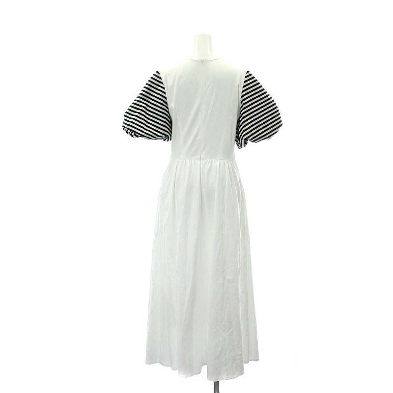 ボーダーズアットバルコニー BORDERS at BALCONY PUFF SLEEVE TEE DRESS ワンピース ロング 半袖  バルーンスリーブ ボーダー 切替 38 白 黒 ホワイト ブラック /ES □OS □SH - メルカリ