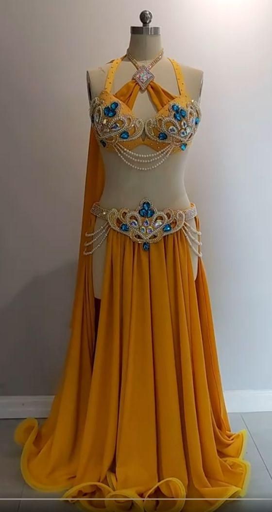 ベリーダンス衣装 セットアップ ブラスカート 豪華 色変更可