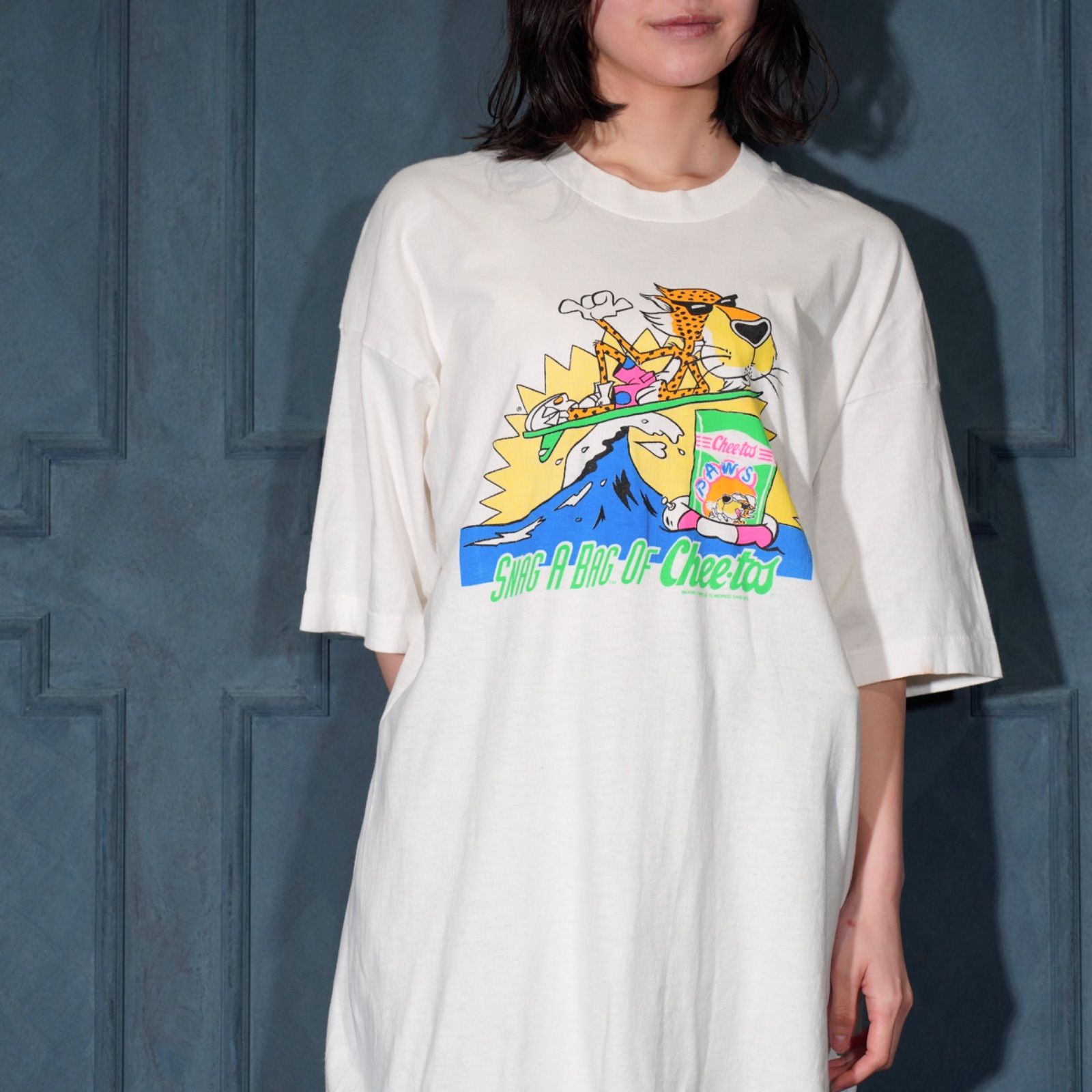 90's USA VINTAGE FRUIT OF THE LOOM CHEETOS PRIND DESIGN T