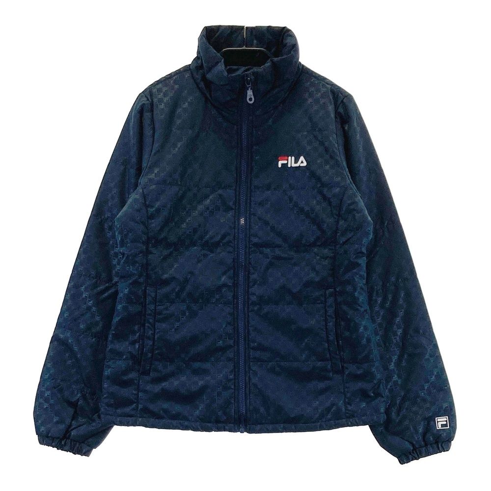 サイズ M FILA GOLF フィラゴルフ 中綿 ジップジャケット ロゴ総柄 ネイビー系 240101492976 ゴルフウェア レディース ストスト