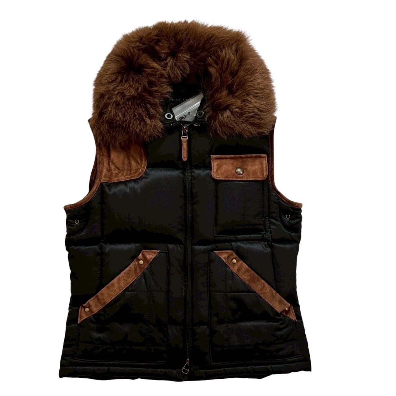 Ralph Lauren ラルフローレン ダウンベスト 黒 茶 リアルファー 上着 アウター レディース Sサイズ