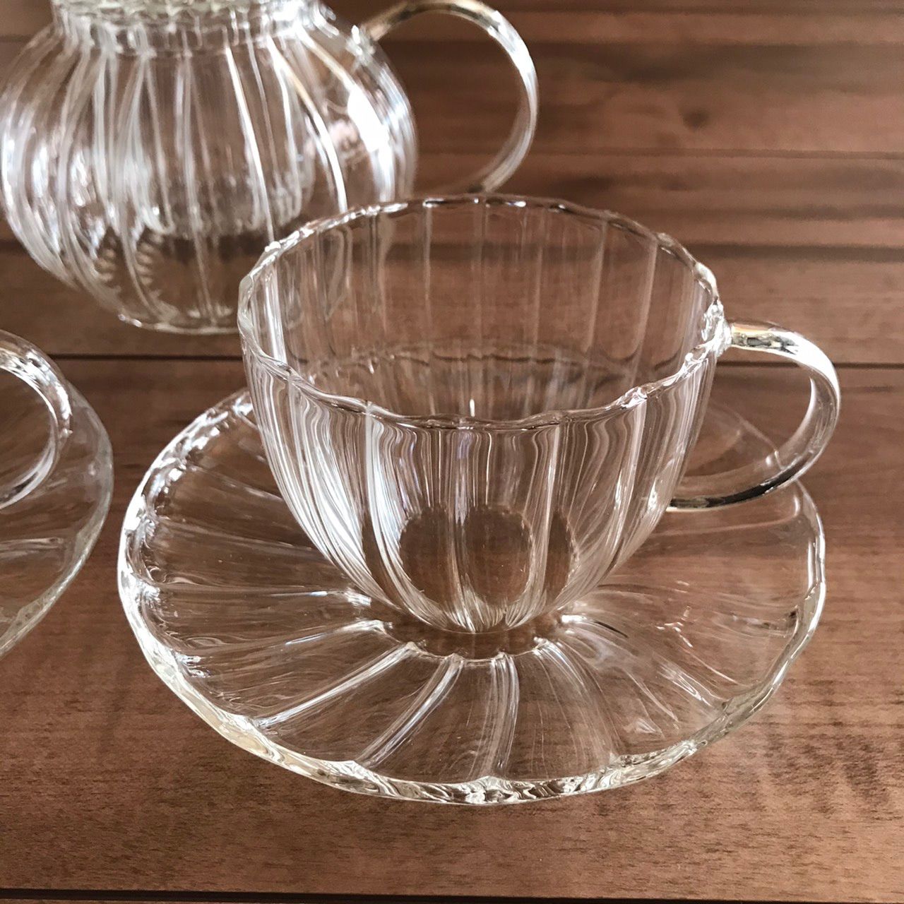 新品 耐熱ガラス ティーポット カップ&ソーサー セット ティーセット