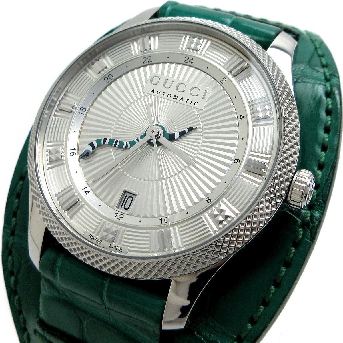 グッチ エリクス GMT オートマチック スネーク GMT メンズ シルバー 