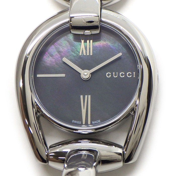 グッチ GUCCI 腕時計 ホースビット 139.5 ブラックシェル文字盤 SS クオーツアナログ