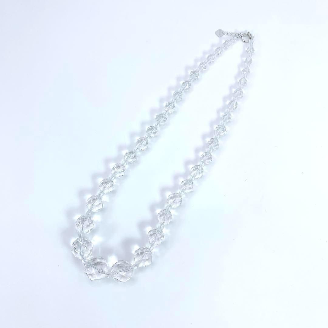 極美品 QVC 18K WG 水晶ネックレス ファンシースカーレット ネックレス 