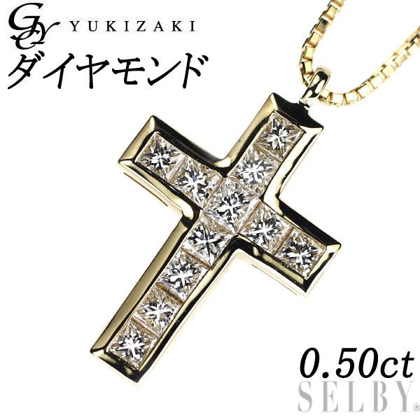 K18YG クロス ダイヤモンド ネックレス 0.50CT
