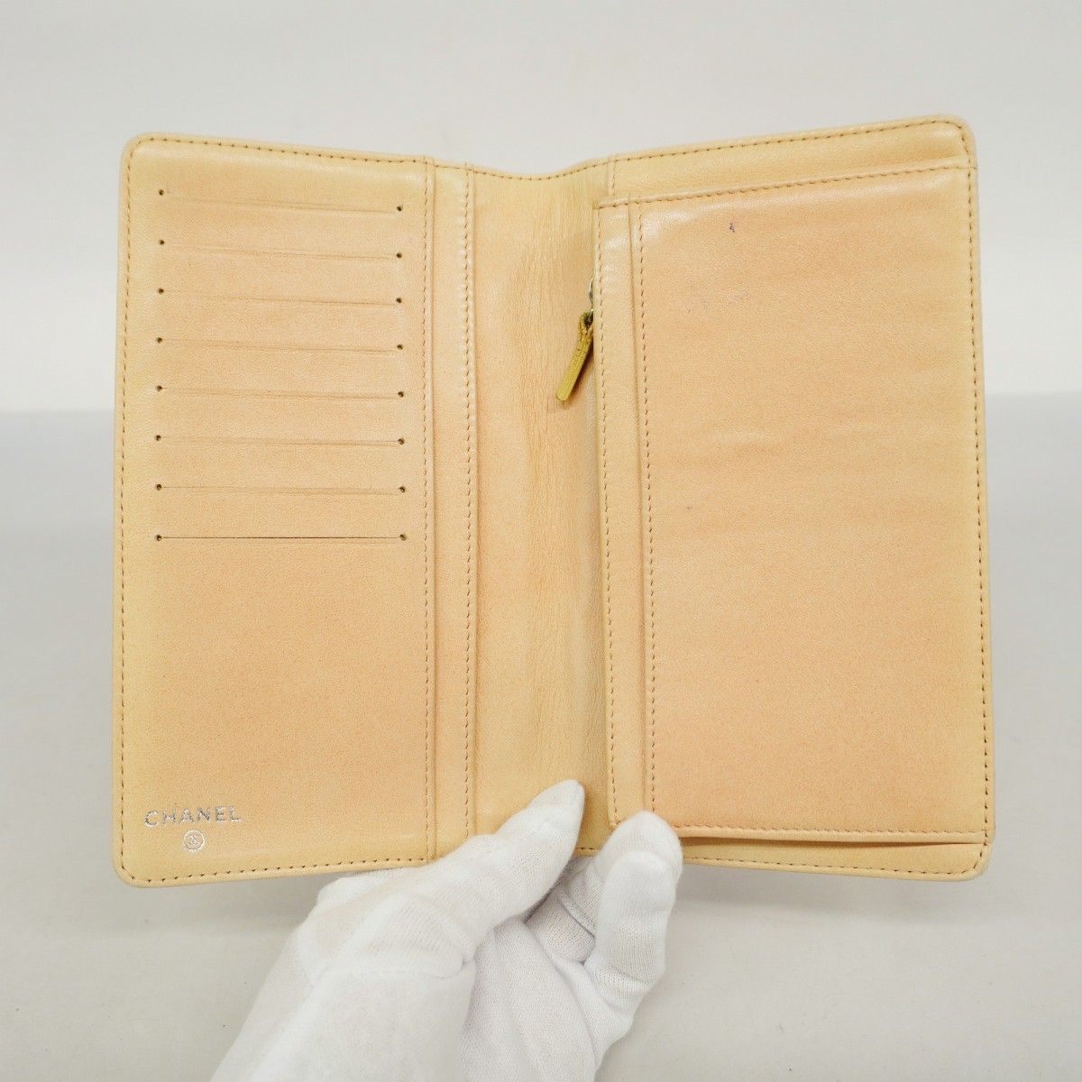 ☆SALE【5gd4320-h】シャネル 長財布 カメリア ラムスキン ピンク  