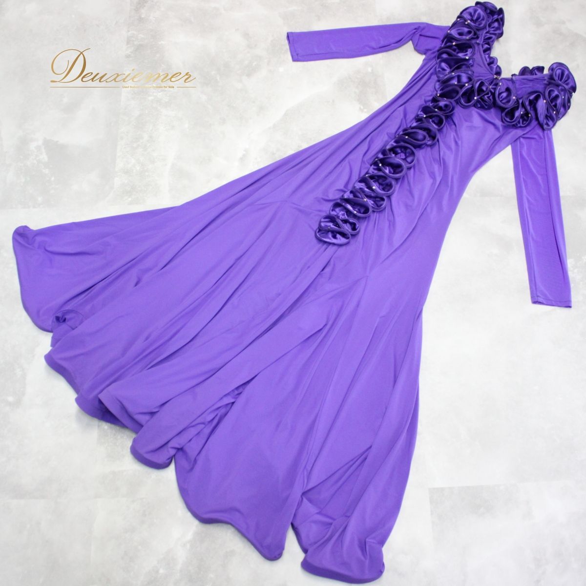 【美品 日本製 社交ダンス衣装】パープル Sanline ワンピース ドレス 紫 美品 社交ダンス衣装】パープル系 紫 ドレス ワンピース