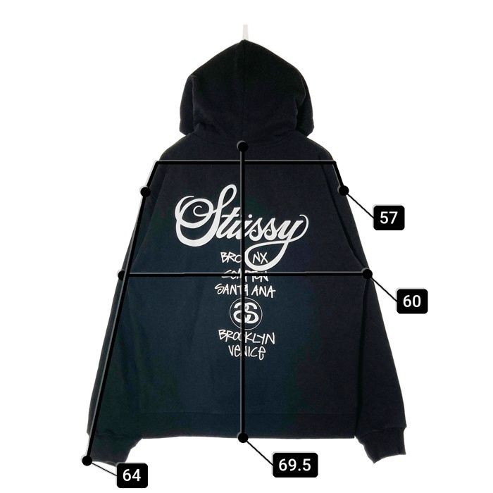 ☆STUSSY ステューシー ワールドツアー ジップパーカー ブラック