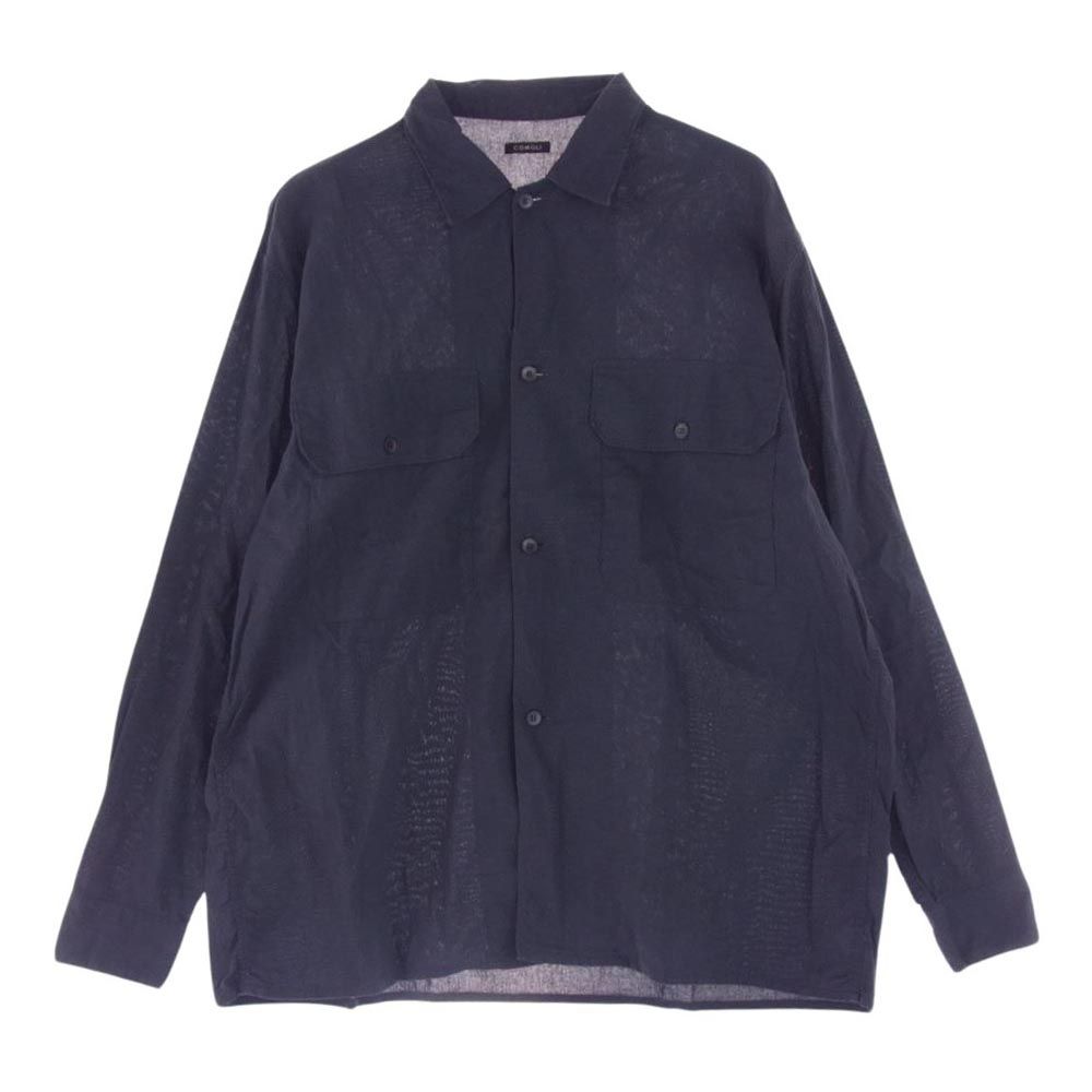 22ss COMOLI コモリ　空紡オックスcpoシャツ　ネイビー　サイズ2 COMOLI (コモリ) 空紡オックス C.P.Oシャツ