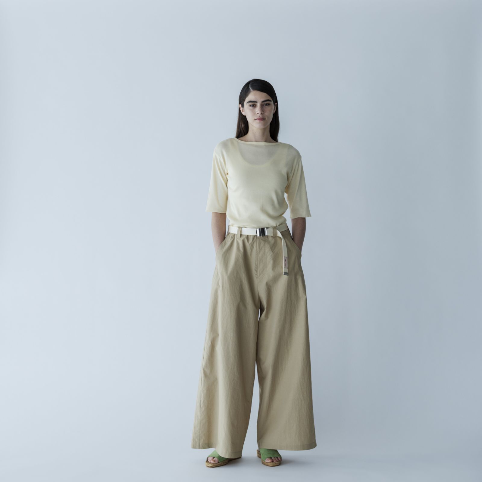 MEYAME メヤメ SIDE LINE WIDE PANTS (CHINO) BLACK サイドライン