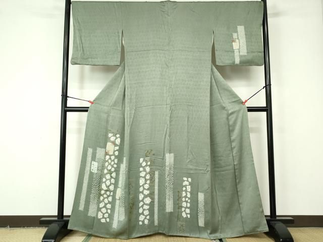 平和屋着物○訪問着 友禅 作家物 白山紬 草花文 大丸扱い 正絹