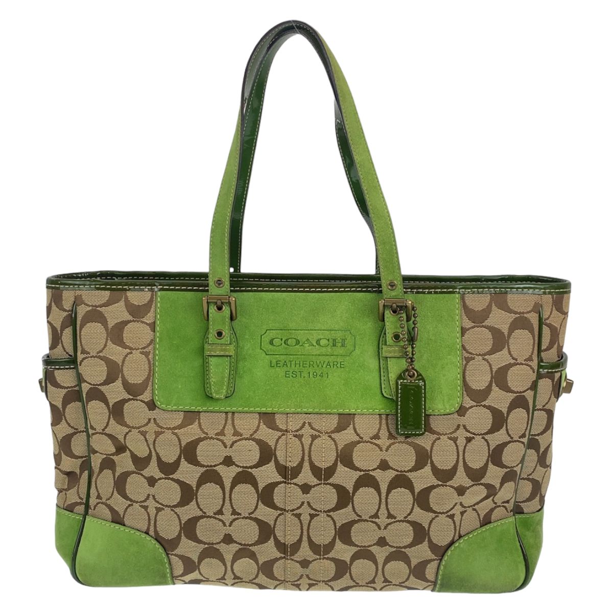 COACH コーチ シグネチャー ベージュ ブラウン 茶 グリーン 緑 