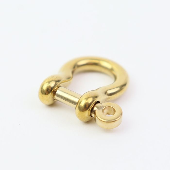 ねじ式 手カン シャックル 馬蹄型 真鍮 7mm Dカン ゴールド キーホルダー Uバックル DIY  5個セット
