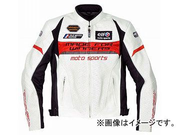 2輪 エルフ パンチングフェイクレザーブルゾン ホワイト/レッド 選べる3サイズ EL-5223