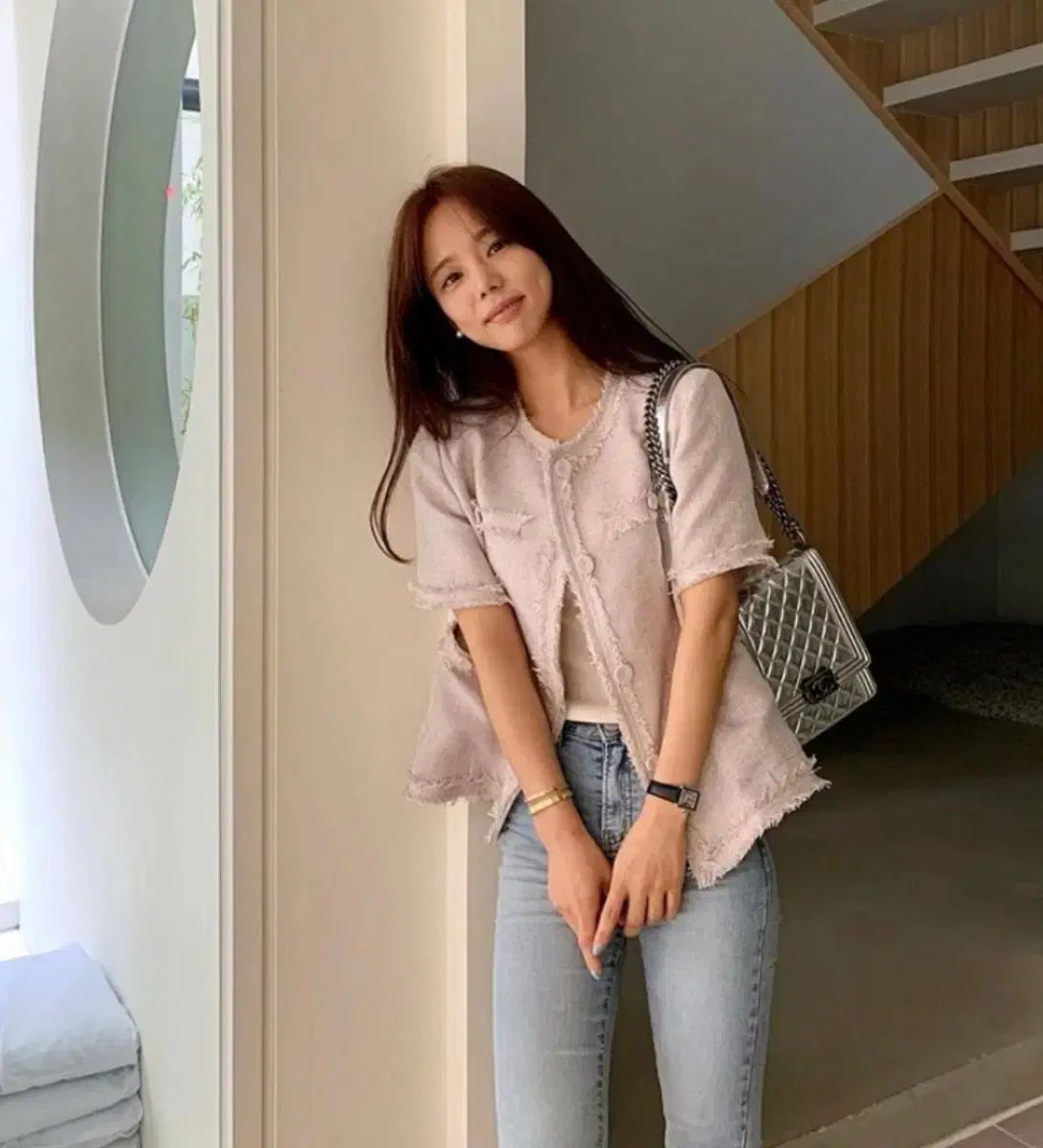 フレッシュラベル リネン ツイード ジャケット