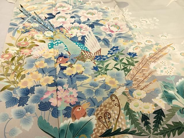 平和屋着物○本加賀友禅作家 松本基之 訪問着 花鳥文 暈し染め 正絹