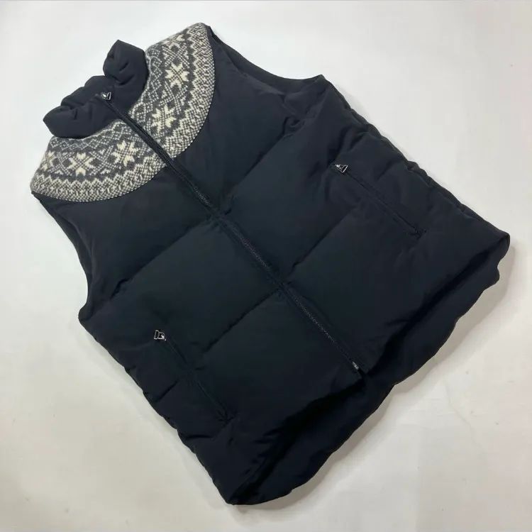 ピンクハウス 黒 ニット使い ダウンベスト