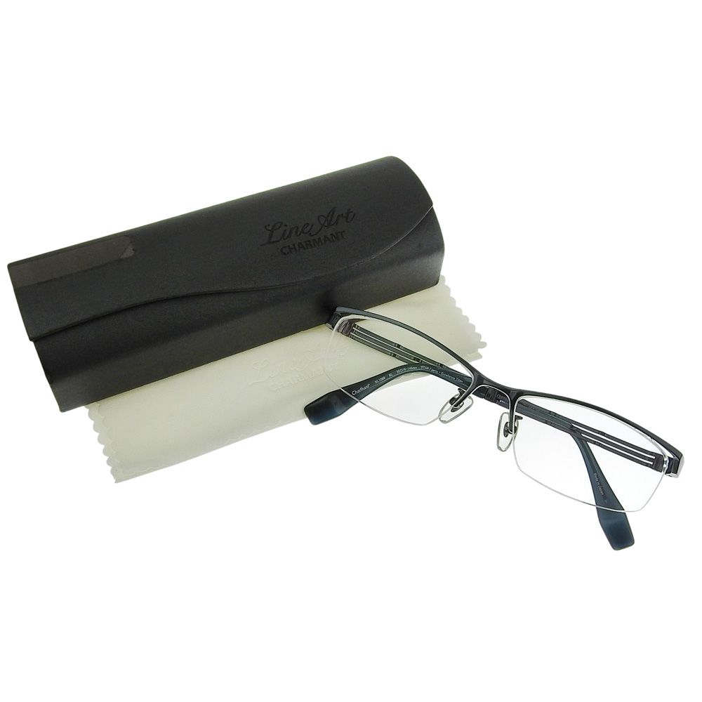 超 シャルマン 2017年 XL 1086 ラインアート スクエア チタンフレーム 眼鏡 度入 55 16 ケース付 ユニセックス ビジネス 定価52800円