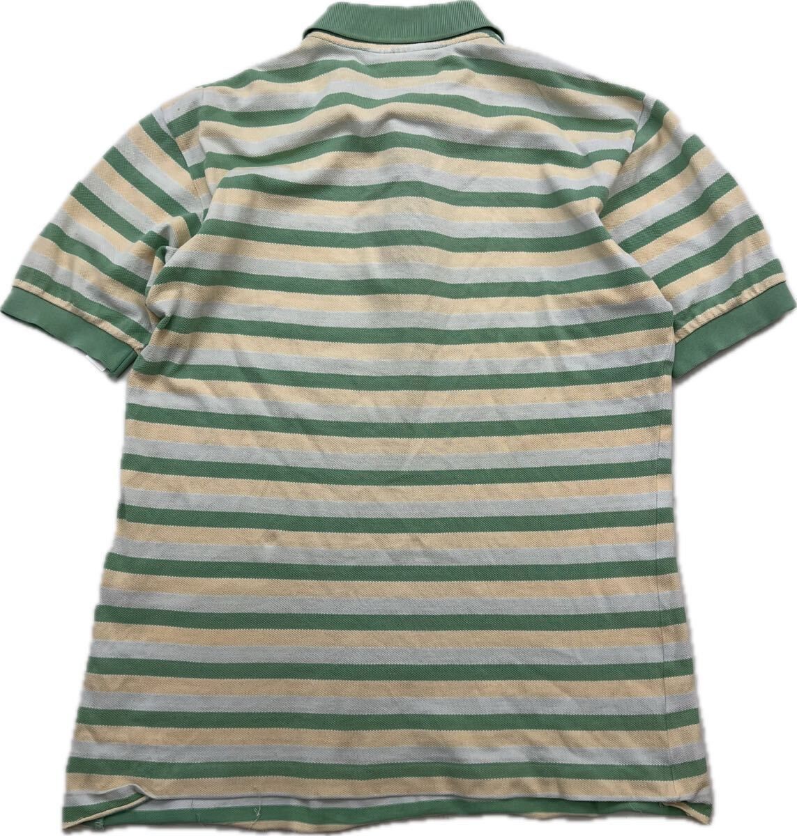 LACOSTE ☆ ボーダー グリーン ホワイト 鹿の子 ポロシャツ 半袖