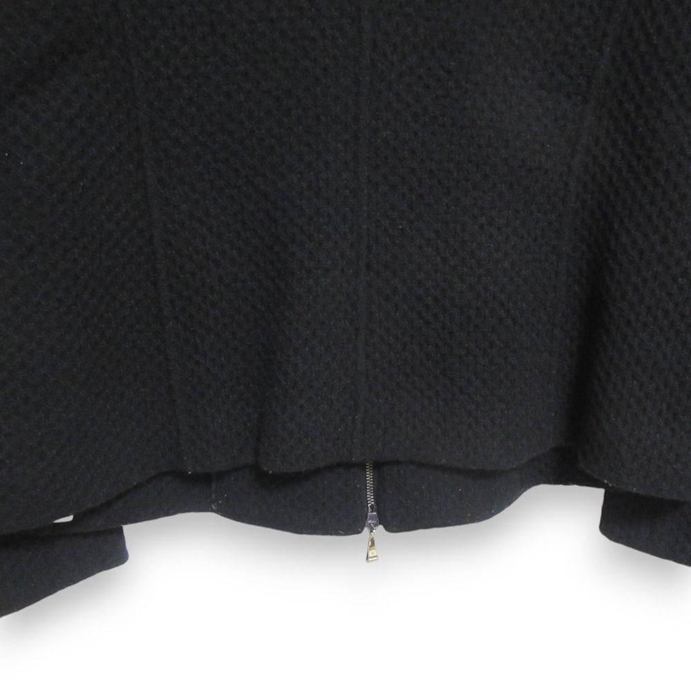 【極美品/伊製】GIORGIO ARMANI フリルニットジャケット ブラック Giorgio Armani Collezioni Black Nylon Single Breasted Riding