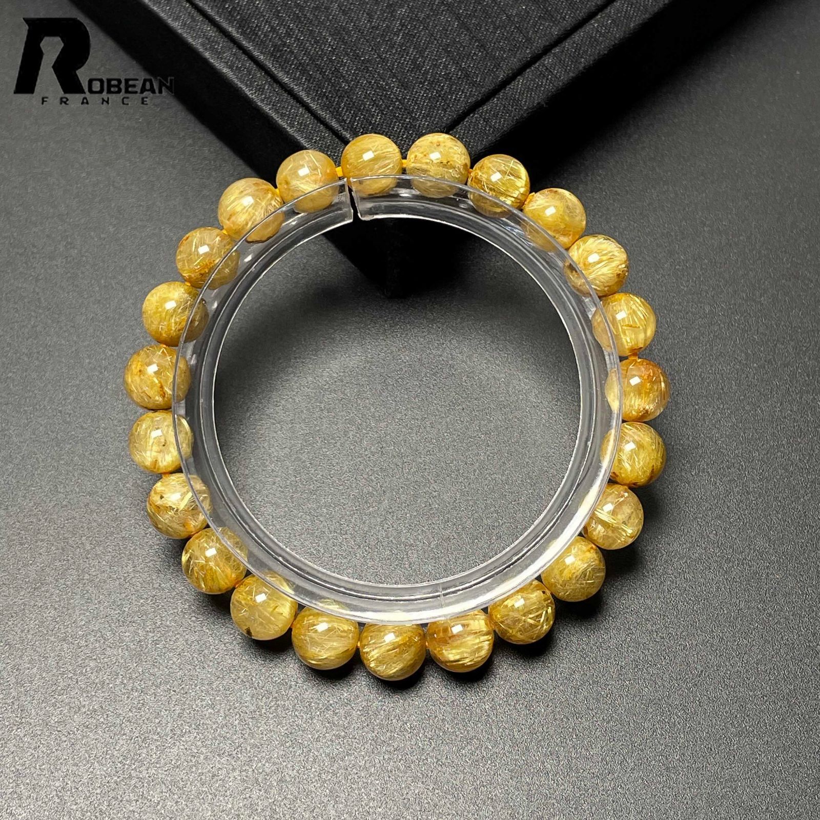 EU製 定価10万円 ROBEAN ! 満針ルチルクォーツ ブレスレット パワーストーン 天然石 金運 お守り プレゼント 7.8-8.3mm M0504138