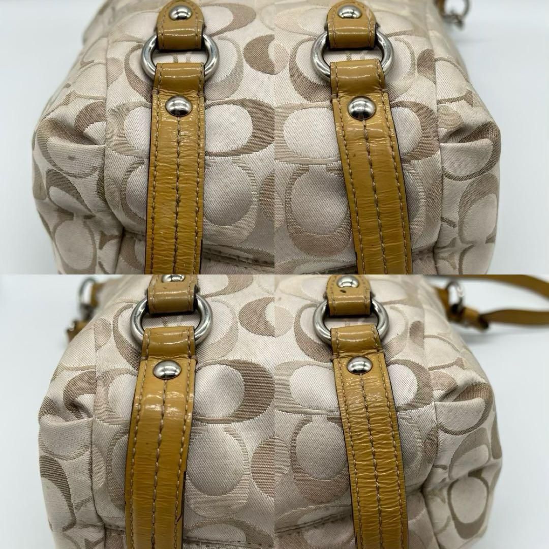 良品】COACH 2way シグネチャー トートバッグ ベージュ 金具