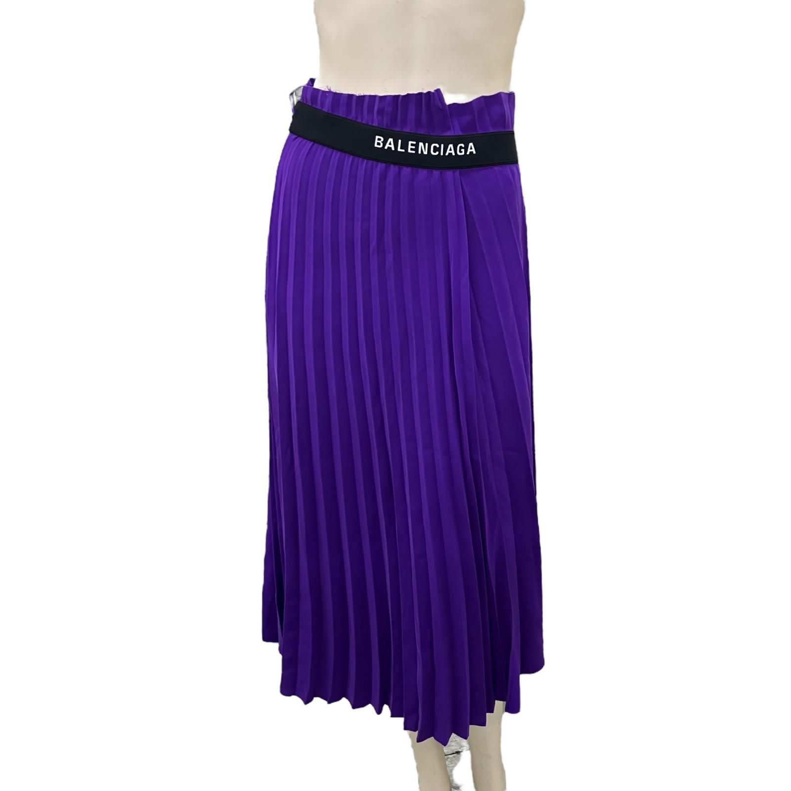 186005 BALENCIAGA バレンシアガ プリーツロングスカート サイズ36 パープル レディース