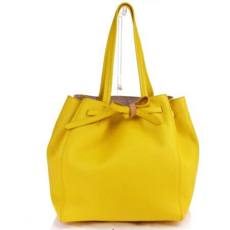 【中古】 中美品 セリーヌ CELINE カバ ファントム トートバッグ ショルダー イエロー レザー 保存袋付き 10BK210