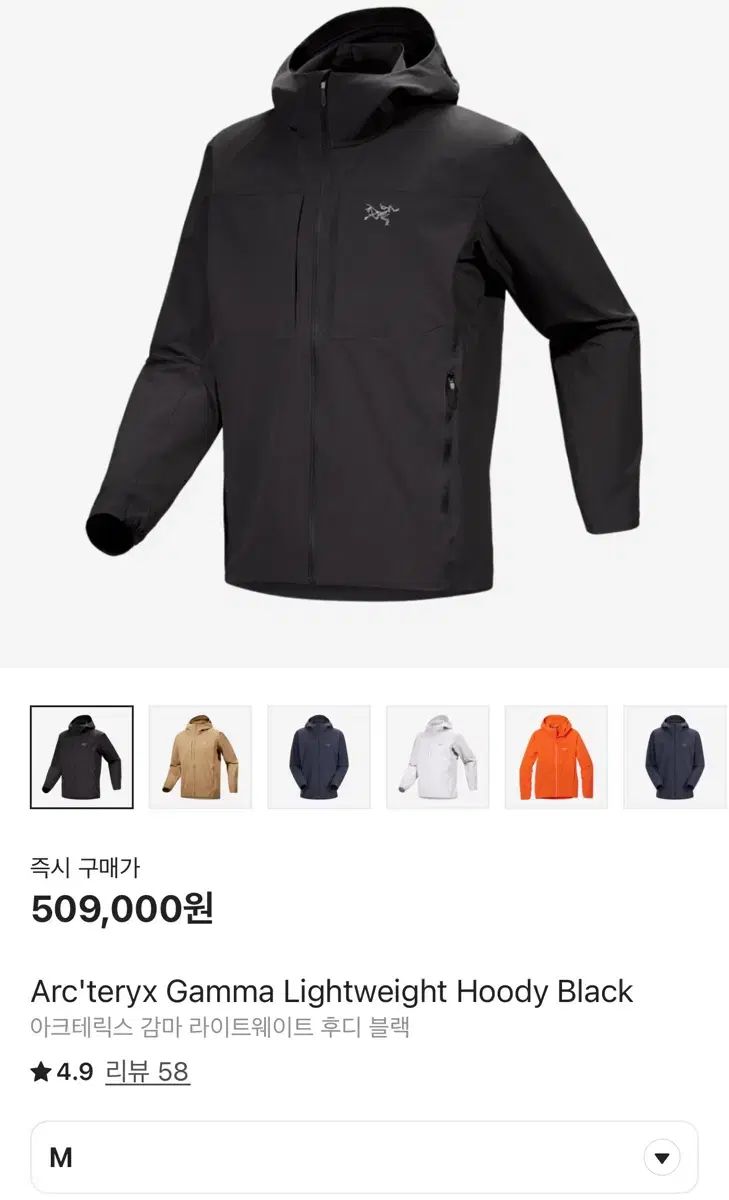 ARC TERYX アークテリクス GAMMA ガンマ ライトウェイト ブラック mサイズ