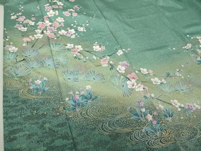 平和屋着物●訪問着　枝垂れ桜　流水花文　暈し染め　金彩　正絹　逸品　DAAS3451ps 平和屋着物○訪問着 枝垂れ桜 流水花文 暈し染め 金彩 正絹 逸品