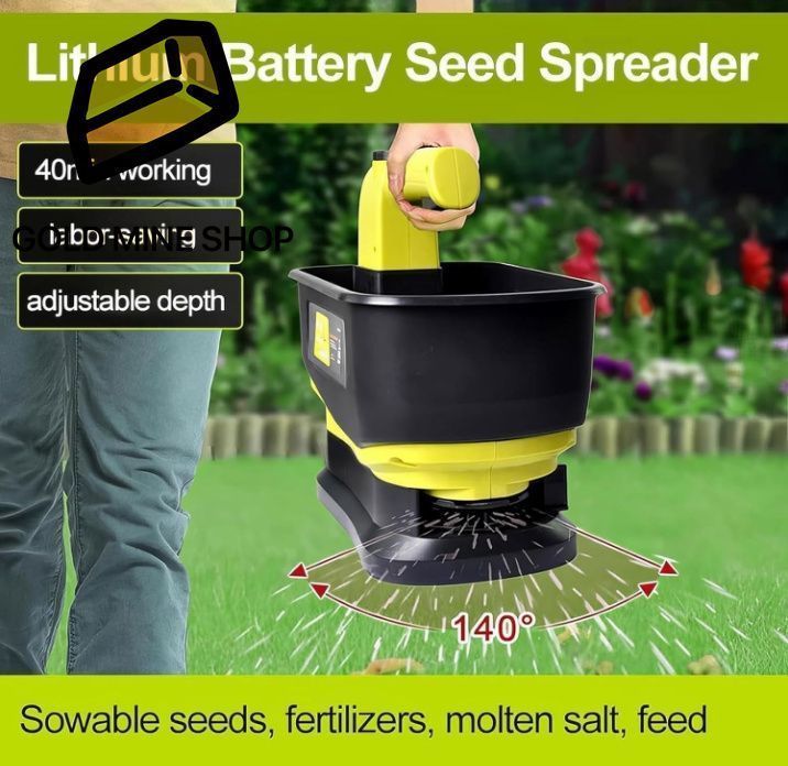 芝 電動手持ち式種子散布機、4000mAhバッテリー付き1700rpm種子散布機、6