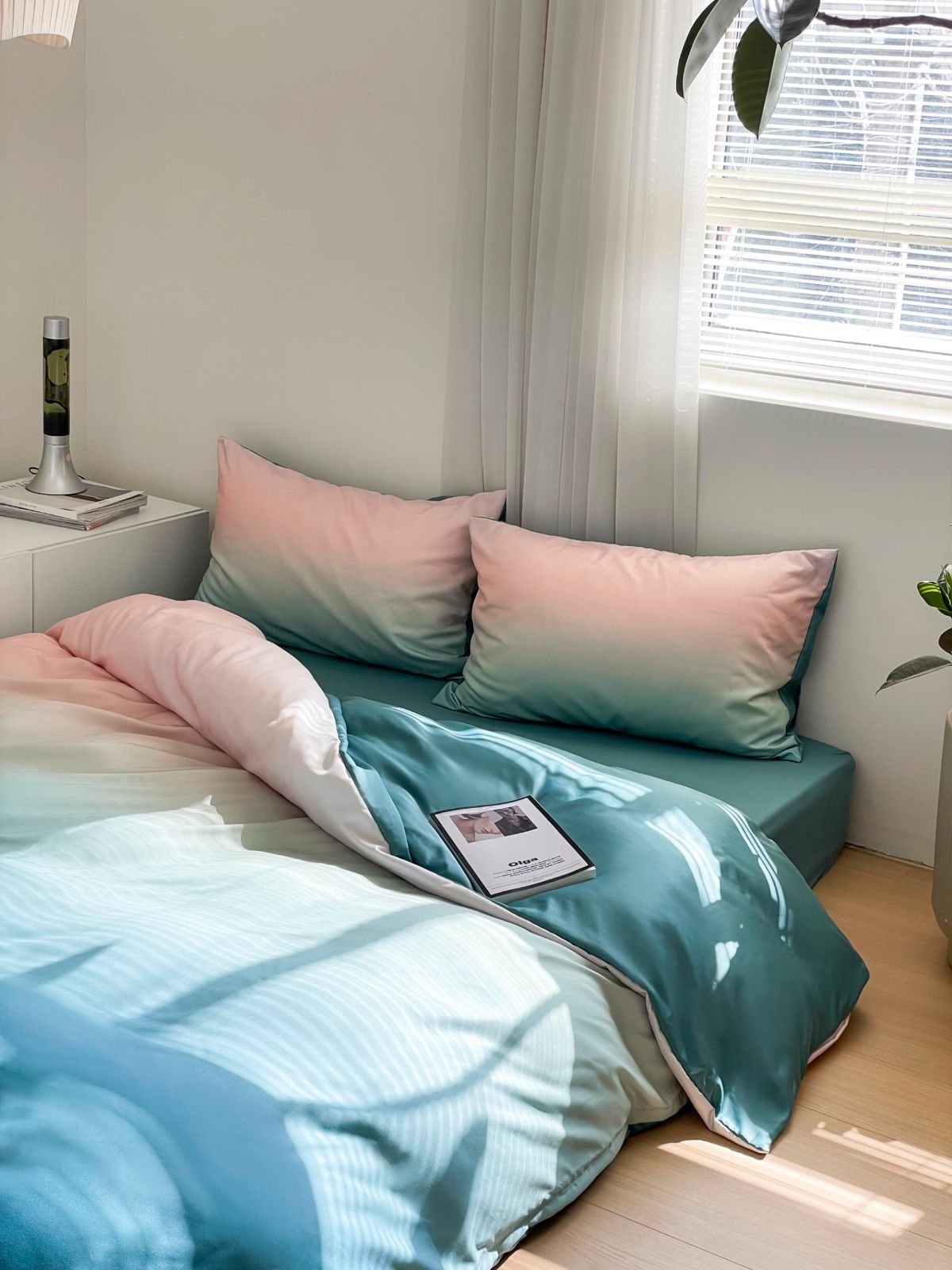 シングル・3点セット) グリーン (クラーデション ファッション 四季通用 通気性 柔らかい ボックスシーツ 枕カバー1枚 ベッドカバー 寝具カバーセット ダブルジッパー 洋式・和式兼用 3点セ