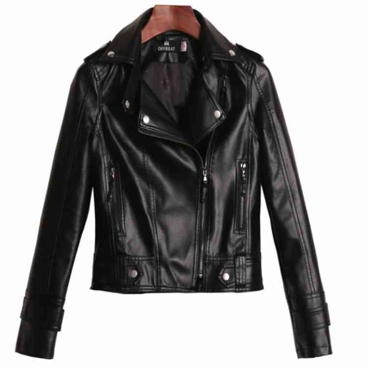 LCO-2410-006 ジャケット ショート丈 フェイクレザー PU シンプ レディース PU レザージャケット ライダースジャケット PU