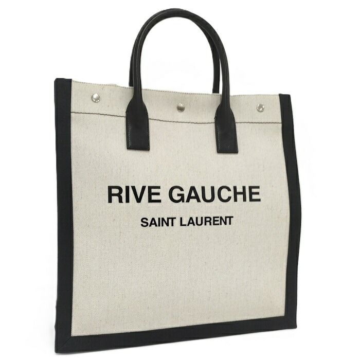 Saint Laurent ノースサウス カバ リヴゴーシュ トートバッグ キャンバス ベージュ ブラック 632539